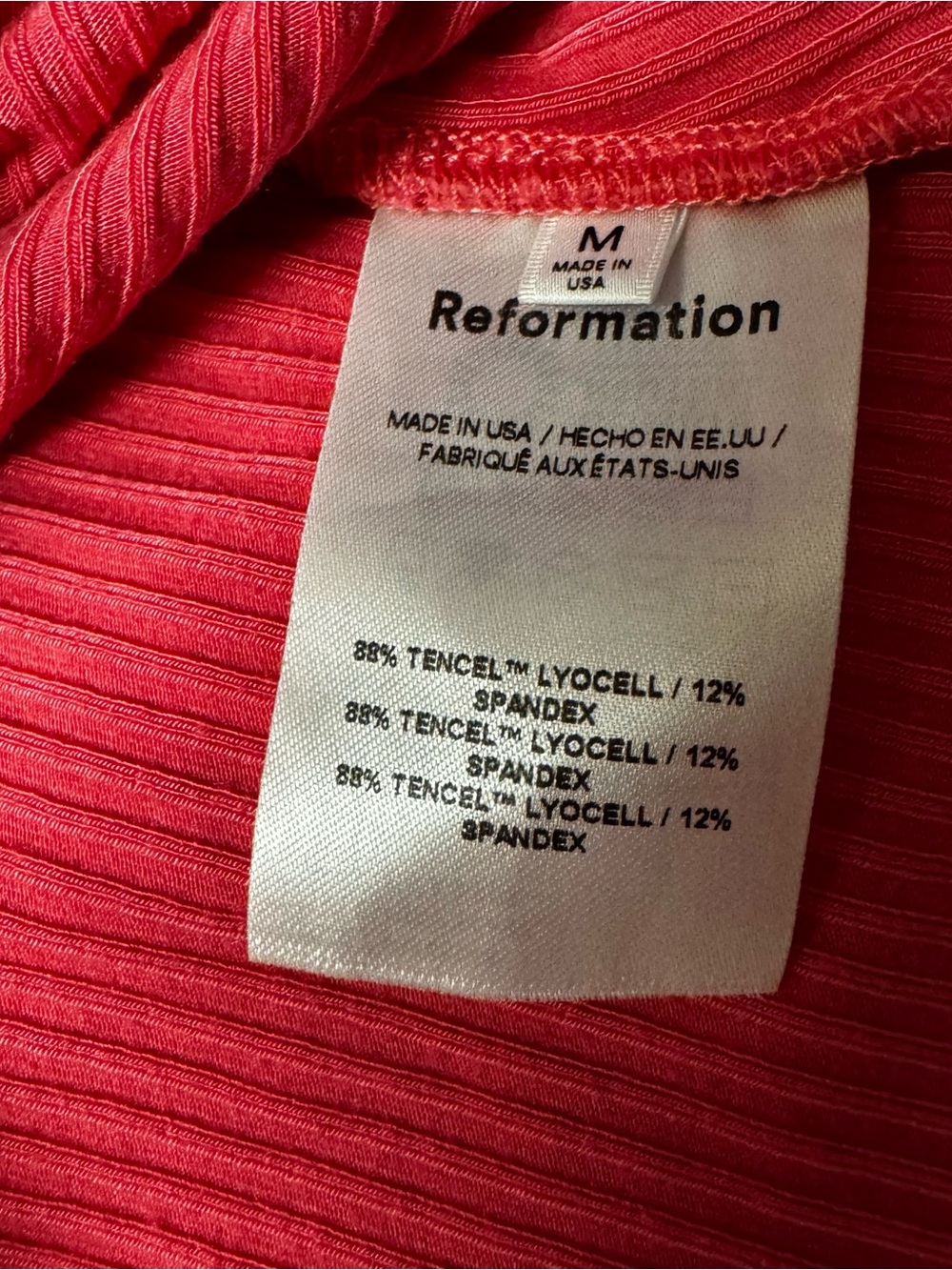 Reformation Pink Ribbed Ruched Button-Up Crop Top - Picture 4 of 5